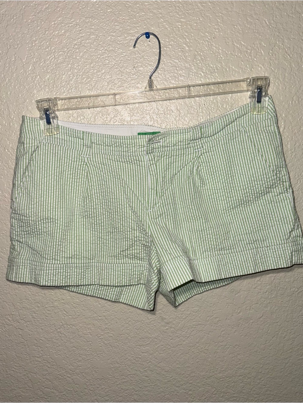 Lilly Pulitzer 12 Palm Beach Seersucker Shorts Green White Coastal